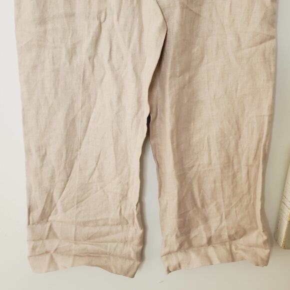 Philosophy by Republic Light Tan Linen Cropped Pants Size 4 - Picture 3 of 9